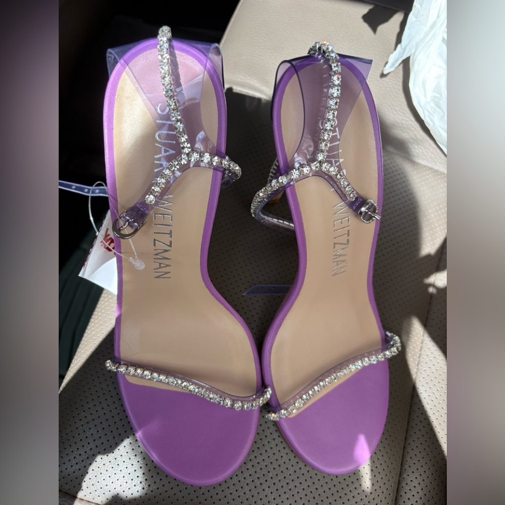 Stuart Weitzman Purple Crystal Embellished Heels